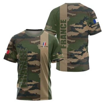 Франция Армия Камуфляж Мужчины Женская футболка Коммандос ARMY-VETERAN 3D Спецназ Тактические рубашки с коротким рукавом Мужская одежда - Изображение 1  