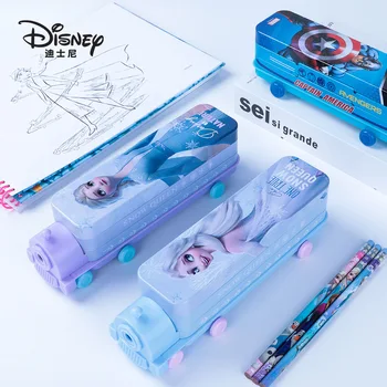 Disney Детская канцелярская коробка Ice And Snow Adventure Cartoon Двухэтажный поезд Многофункциональный пенал для начальной школы - Изображение 1  