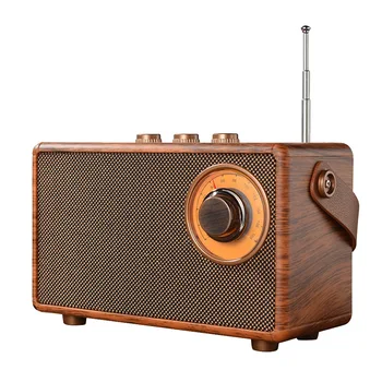 Ретро FM Радио Портативный деревянный Bluetooth Радио Басовый динамик Громкая связь MP3-плеер Поддержка USB/TF-карты/AUX Play - Изображение 1  