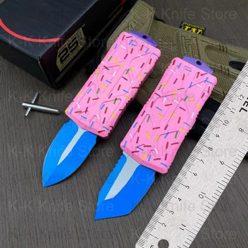 Micro OTF Tech Нож Mini Series D2 Стальное лезвие 58-59HRC Твердость T6-6061 Авиационный нож самообороны из алюминиевого сплава с розовой ручкой - Изображение 2  