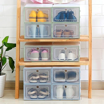  Ящик для хранения обуви Прозрачный пыленепроницаемый штабелируемый ящик Ящик Органайзер Обувная коробка Шкаф для обуви - Изображение 1  