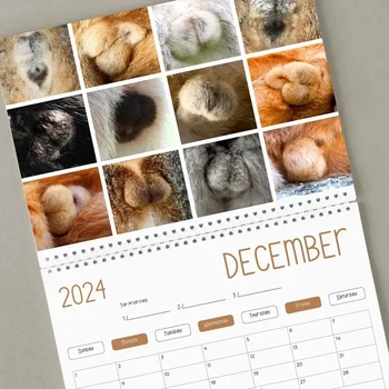 1 шт. Забавный кошачий календарь - Забавный подарок - Кошки Ягодицы Календарь 2024 Бумажные необычные подарки Кошка- - Кошачьи яички - Белый слон - Изображение 1  