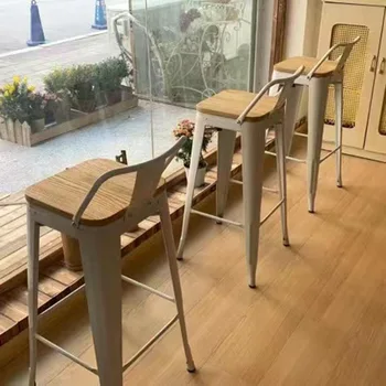 Коммерческие барные стулья Балконная столовая Простая кухонная спинка Водонепроницаемые барные стулья Спальня Meuble Bar Японская мебель - Изображение 1  