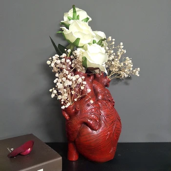 Ваза в форме сердца, ваза из смолы, контейнер для сухоцветов, ваза для цветов, цветочный горшок, человеческая скульптура, настольный цветочный горшок, украшения для дома - Изображение 1  