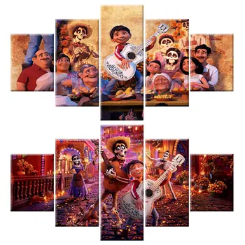 Disney Анимационные фильмы Коко 5 шт. Плакат для стены Классический мультфильм Холст Живопись Художественная картина для детей Декор спальни Cuadros - Изображение 1  