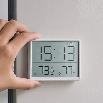 3,7 дюйма ЖК-дисплей цифровых настенных часов влажности термометра большой экран магнитный будильник украшение гостиной - Изображение 1  