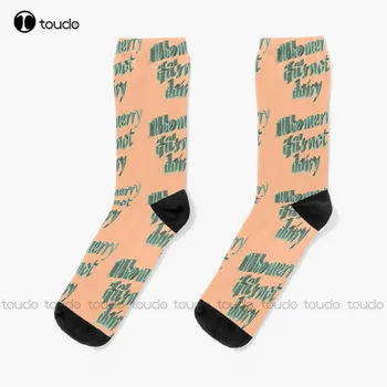 Я буду весел, если это не молочные 3D текст зеленый на красных носках женские зимние носки 360 ° цифровая печать мода новые женщины мужчины подарок - Изображение 1  
