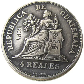 ГВАТЕМАЛА 1894 4 реала посеребренная копировальная монета - Изображение 1  