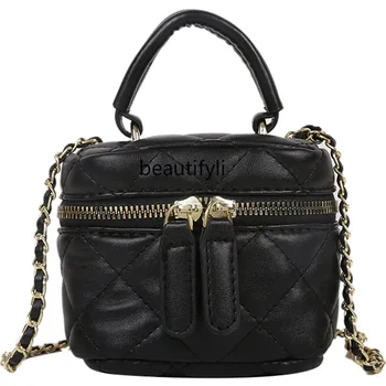 yj Мини-сумка Модная высококачественная сумка с ромбовой цепочкой Модная универсальная сумка-ведро через плечо - Изображение 1  