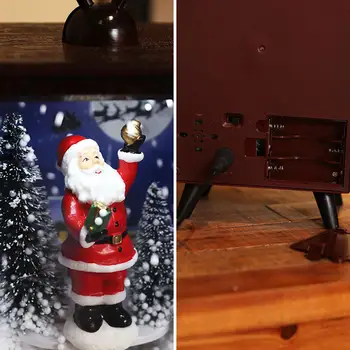 Рождественский снежный шар Muscial Box, рождественское украшение с подсветкой коробки с колокольной музыкой и скульптурой - Изображение 1  