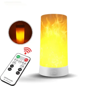 Led Flame Effect Light USB Перезаряжаемая настольная лампа с пламенем Водонепроницаемый мерцающий пламенный фонарь с пультом дистанционного управления для рождественских праздников - Изображение 1  