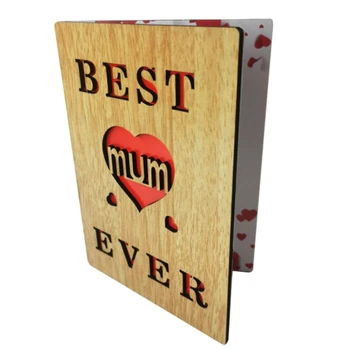 Открытка ко Дню матери-Открытка на день рождения мамы -Лучшая деревянная открытка для мамы - Подарки для нее - Изображение 1  