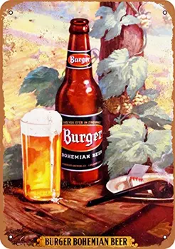 Металлическая вывеска - Бургер Богемское пиво - Винтажный вид - Изображение 1  