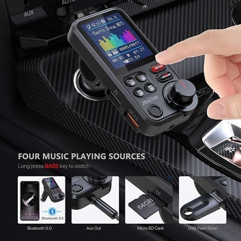 Автомобильный MP3-плеер USB-накопитель без потерь HIFI высокий басовый эквалайзер музыка Автомобильный Bluetooth FM-передатчик - Изображение 1  