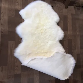  Заводская стирка 100% натуральный коврик из овчины Супер мягкий ковер Белый мех Коврики - Изображение 1  