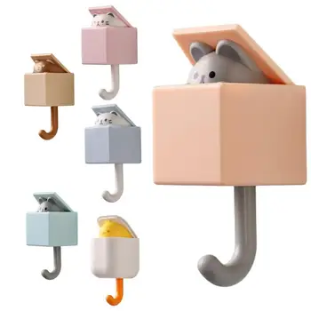 креативный клейкий крючок для пальто, милые крючки для домашних животных для пальто, шарф, шапка, полотенце, сумка для ключей, утилитарный крючок для хранения кошки для настенного украшения - Изображение 1  