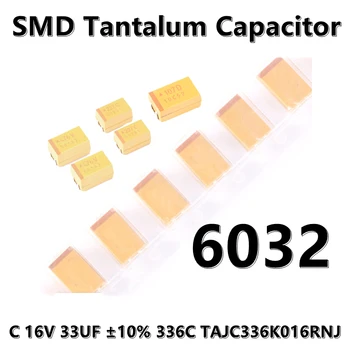 (2шт) Оригинальный 6032 (тип C) 16 В 33 мкФ ±10% 336C TAJC336K016RNJ SMD танталовый конденсатор - Изображение 1  