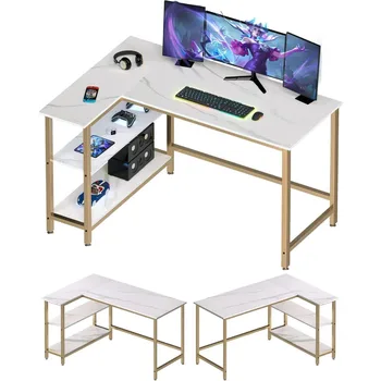 L Shaped Computer Desk - Стол для домашнего офиса с полкой, Игровой стол Угловой стол для работы, письма и учебы - Изображение 1  