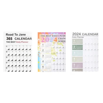 3PCS Календарь 2024 Настенный календарь 2024 Складной для школы Домашний офис 29,2X20,7 дюйма - Изображение 1  