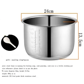 5L Вкладыш электрической скороварки, внутренние чаши, чаша мультиварки, бак из нержавеющей стали для приготовления супа, каши - Изображение 1  