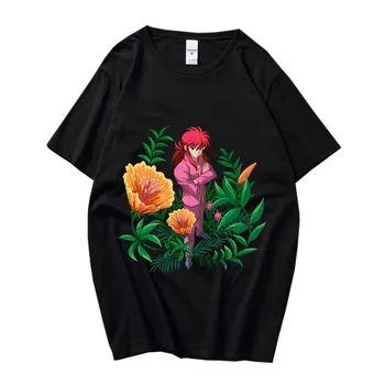 Yu Yu Hakusho Yuusuke Urameshi Футболка Женская летняя рубашка из 100% хлопка Свободная футболка с о-образным вырезом Повседневные эстетические футболки Спортивные футболки - Изображение 1  