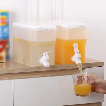 Большой холодильник Холодный чайник с краном Лимонад Бутылка Посуда для напитков Чайник Горшок Диспенсер для напитков Ведро для прохладной воды Кухня - Изображение 1  