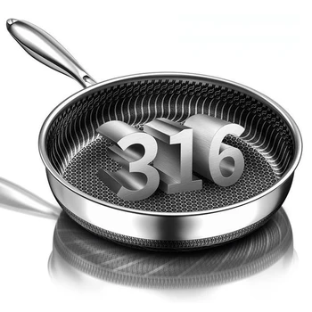 Сковорода 316 Сковорода вок из нержавеющей стали Двусторонняя сотовая сковорода - Изображение 1  