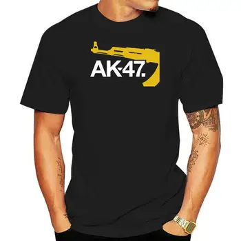 Новый логотип пистолета АК-47 Мужчины Черный Мужчины 2024 Лето Мужская футболка с круглым вырезом Футболка Футболка Лето Знаменитая одежда Создать футболку - Изображение 1  