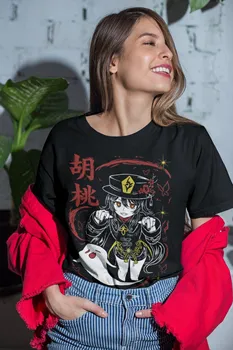 Hu Tao Genshin Impact Япония Эстетика Аниме Японская футболка Vaporwave - Изображение 1  