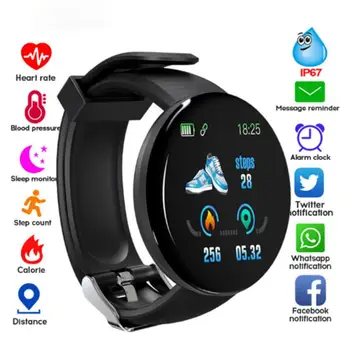 D18S Умные спортивные часы Цифровые светодиодные электронные наручные часы Bluetooth-совместимые Сердечный ритм Артериальное давление Фитнес-трекер - Изображение 1  