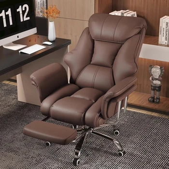 Роскошное эргономичное игровое кресло Удобная поддержка ног Кабинет Коричневый офисный стул Современная офисная мебель Relax Chaise De Bureaux - Изображение 1  