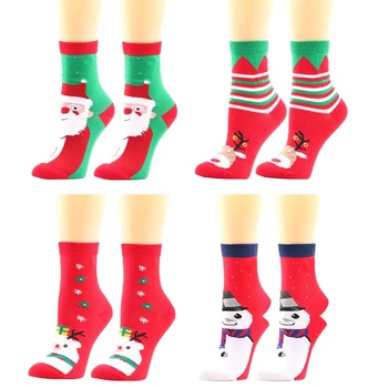 Женщины Новинка Рождество Смешные Красочные носки Мультфильм Санта Лось Снеговик Снежинка Праздничная трубка Чулочно-носочные изделия 37JB - Изображение 1  