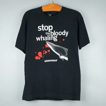 Винтажная футболка 1990-х годов Stop Killing Whales GreenPeace WWF - Изображение 1  