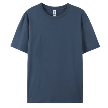 Мужская повседневная футболка с короткими рукавами и однотонным дизайном, изготовленная из 100% мягкого хлопка - Изображение 1  