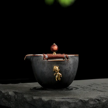 Yaxin Qiantang Керамическая керамическая чашка Fambe Фарфоровая большая чайная чаша из трех частей Чайный сервиз кунг-фу с наживкой - Изображение 1  