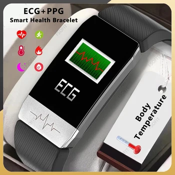 Температура тела Смарт-браслет Измерить ЭКГ + PPG Монитор сердечного ритма Монитор Часы Прогноз погоды Группа Напиток Напомнить Умные часы - Изображение 1  