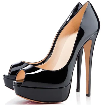 Женская сексуальная платформа с открытым носком и шпилькой на супер высоком каблуке туфли-лодочки для вечеринок свадебная обувь 14 см большой размер - Изображение 1  