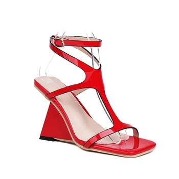 Sandalias De Mujer 2024 Роскошные сандалии Сексуальные высокие каблуки Танкетка Обувь для женщин Открытый носок Туфли для вечеринок Обувь Большой размер 35-43 2205 - Изображение 1  
