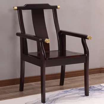  Стул со спинкой из массива дерева Стул для учебы Официальная шляпа Чайный стул Кресло для пожилых людей для отдыха Обеденный стул Новый китайский стул для маджонга - Изображение 1  