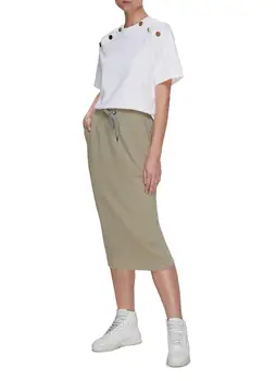 Высококачественная женская юбка до середины икры во французском стиле Хлопковая юбка с высокой талией простого дизайна Универсальная повседневная юбка с запахом от бедра - Изображение 1  