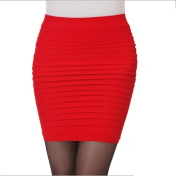 Drop Shipping Новая мода 2024 Летняя женская юбка Высокая талия Конфетный цвет Плюс размер Эластичная плиссированная сексуальная короткая юбка - Изображение 1  