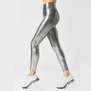 Женские длинные колготки Бронзирующие брюки для йоги с высокой талией Стильные осенние узкие колготки для женщин Эластичные однотонные брюки-карандаш - Изображение 1  