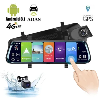 HGDO 10 '' 4G Android Видеорегистратор Зеркало заднего вида 1080P WiFi GPS NAVI ADAS Видеорегистратор для авторегистратора 24-часовая камера ПРИЛОЖЕНИЕ DVR - Изображение 1  