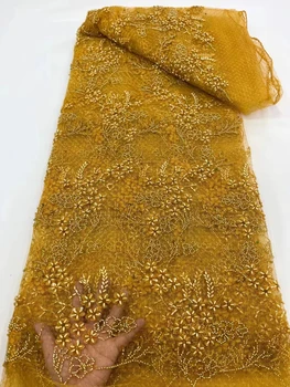  африканские блестки бисерные кружевные ткани 2023 высокого качества последовательная вышивка французская нигерийская кружевная ткань для свадебного шитья Xc - Изображение 1  