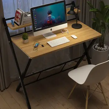  Не требующий установки складной и портативный простой рабочий стол Письменный стол для домашней спальни Простой открытый офисный компьютерный стол - Изображение 1  