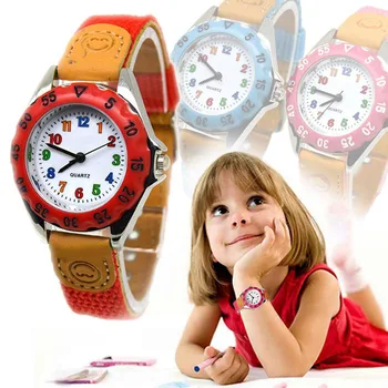 Симпатичные Мальчики Девочки Кварцевые Часы Дети Детские Тканевые Ремешок Студент Красочный Номер Время Часы Наручные Часы Подарки На День Рождения - Изображение 1  