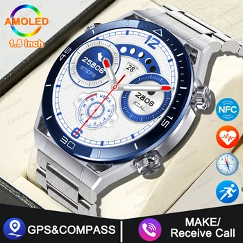 NFC Smart Watch Мужчины 1,5-дюймовый HD Большой дисплей Hi-Fi Голосовые вызовы GPS Часы Компас IP68 Водонепроницаемые смарт-часы ЭКГ для человека 2024 - Изображение 1  