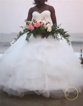 Роскошные свадебные платья без бретелек с рюшами и шнуровкой Винтаж Белый Принцесса Африканский Большие размеры Свадебное платье - Изображение 1  