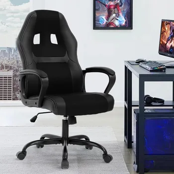 PC Gaming Chair Эргономичный офисный стул 250LBS Настольный стул с поясничной поддержкой Подголовник Подголовник с высокой спинкой PU Leather Racing - Изображение 1  
