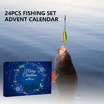 24 шт. Рыболовный набор Адвент-календарь Творческий энтузиаст рыбалки Рождественский подарок Рыболовные снасти Адвент-календарь Рождественская тема Подарок - Изображение 1  